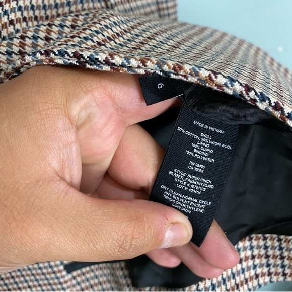 Theory Super Cinch Blazer Fremont Plaid 2 Button Sz 6 - Picture 4 of 6